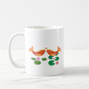 Golden koi Fisch mit Lotus Blume Kaffee Tasse