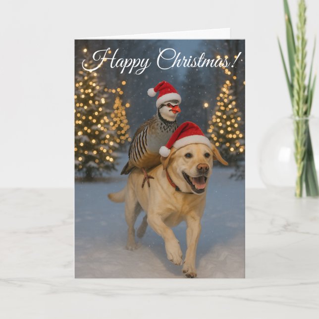 Golden Labrador and Partridge Christmas card Karte (Vorderseite)