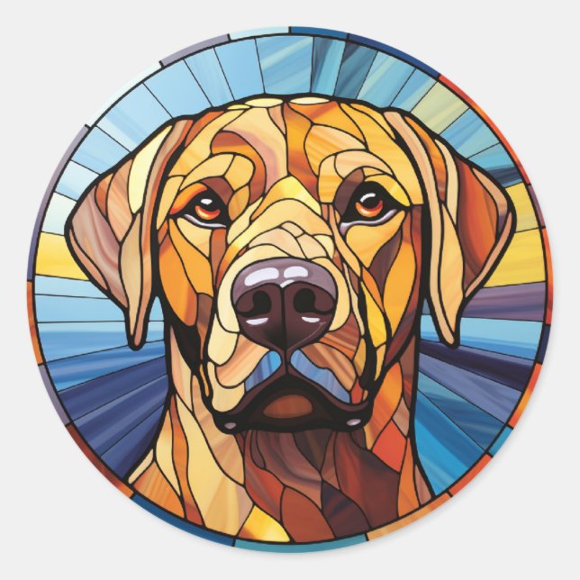 Golden Labrador Hund aus Süßglas Runder Aufkleber (Vorderseite)