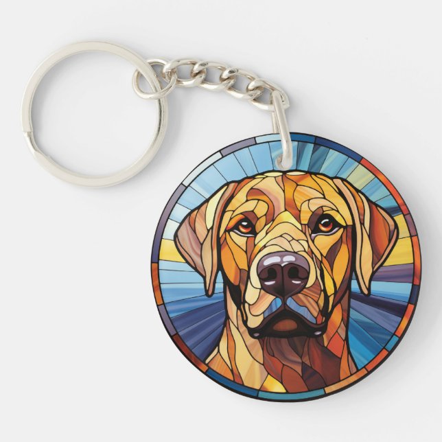 Golden Labrador Hund aus Süßglas Schlüsselanhänger (Vorderseite)