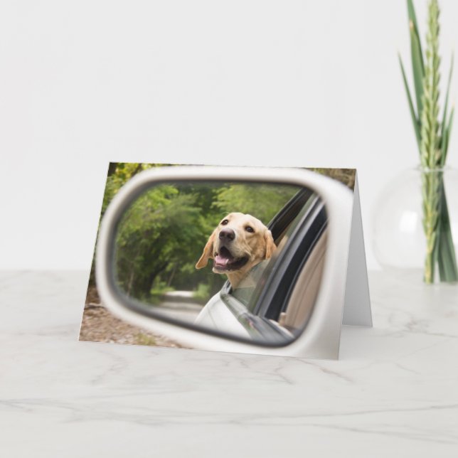 Golden Labrador in Rearview Mirror Karte (Vorderseite)