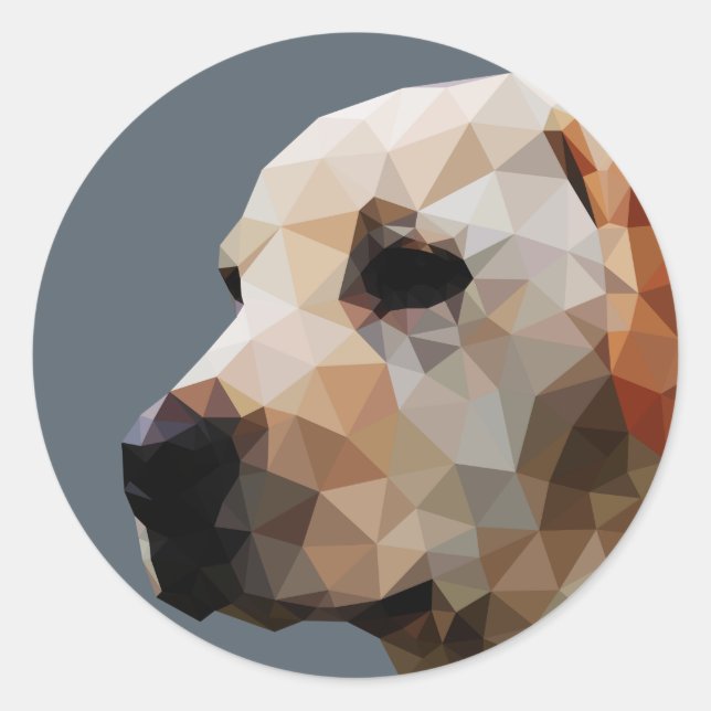 Golden Labrador Low Poly Art Runder Aufkleber (Vorderseite)