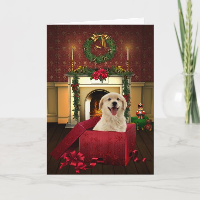 Golden Labrador Retiever Christmas Feiertagskarte (Vorderseite)