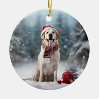 Golden Labrador Retriever Dog Christmas Keepake Keramik Ornament