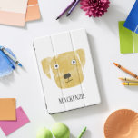 Golden Labrador Retriever Dose Name iPad Pro Cover<br><div class="desc">Ein lustiger Golden Labrador Retriever Hund zum Lächeln. Schützen und machen Sie Ihr iPad fabelhaft zugleich. Ändern oder entfernen Sie den Namen,  der angepasst werden soll. Originelle Kunst von Nic Squirrell.</div>