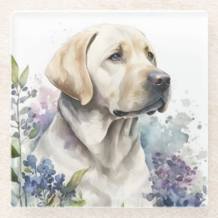 Golden Labrador Retriever und Blume Glasuntersetzer
