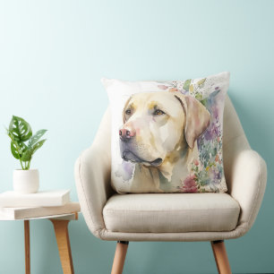 Golden Labrador Retriever und Blume Kissen