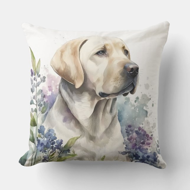 Golden Labrador Retriever und Blume Kissen (Vorderseite)