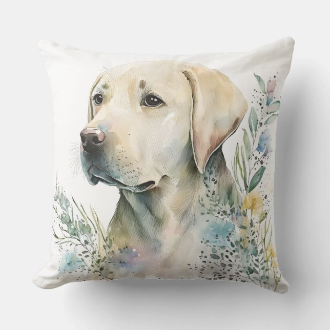 Golden Labrador Retriever und Blume Kissen (Vorderseite)