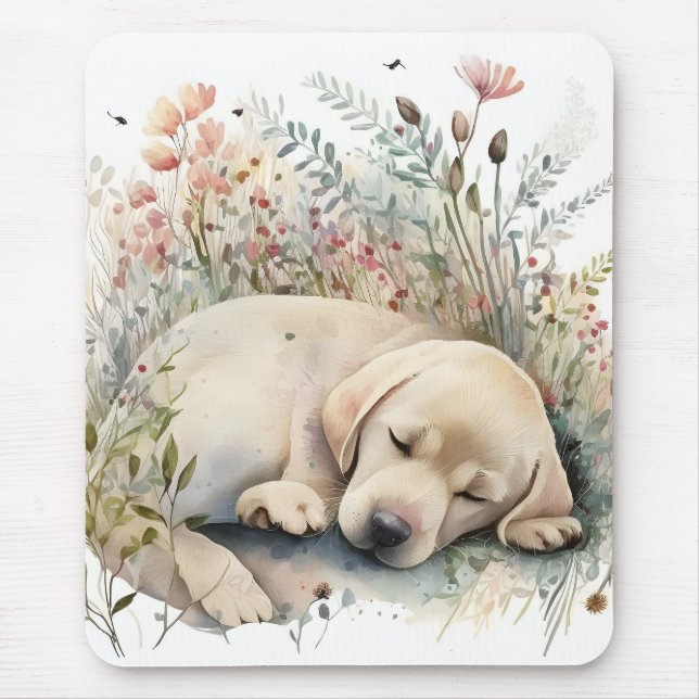 Golden Labrador Retriever und Blume Mousepad (Vorne)