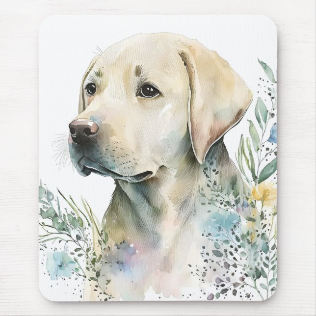 Golden Labrador Retriever und Blume Mousepad (Vorne)
