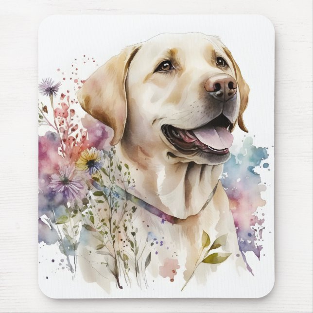 Golden Labrador Retriever und Blume Mousepad (Vorne)