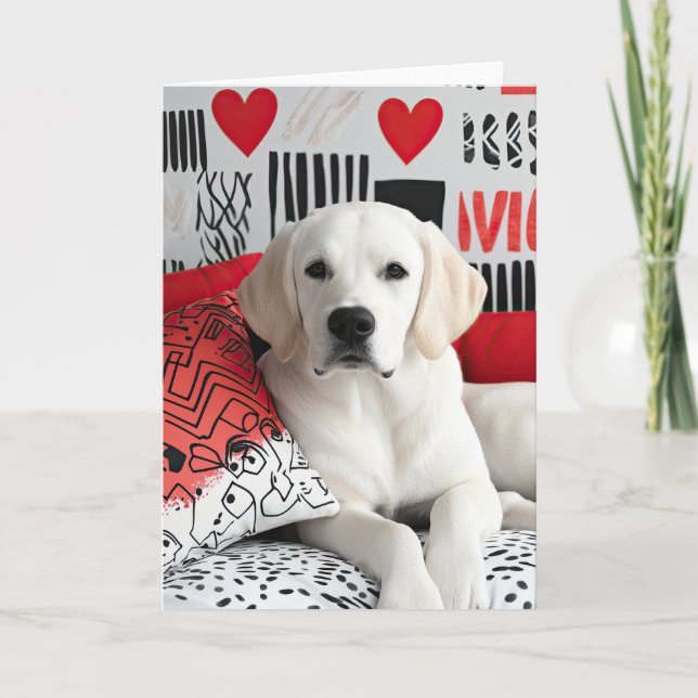 Golden Labrador Valentine Card Dankeskarte (Vorderseite)