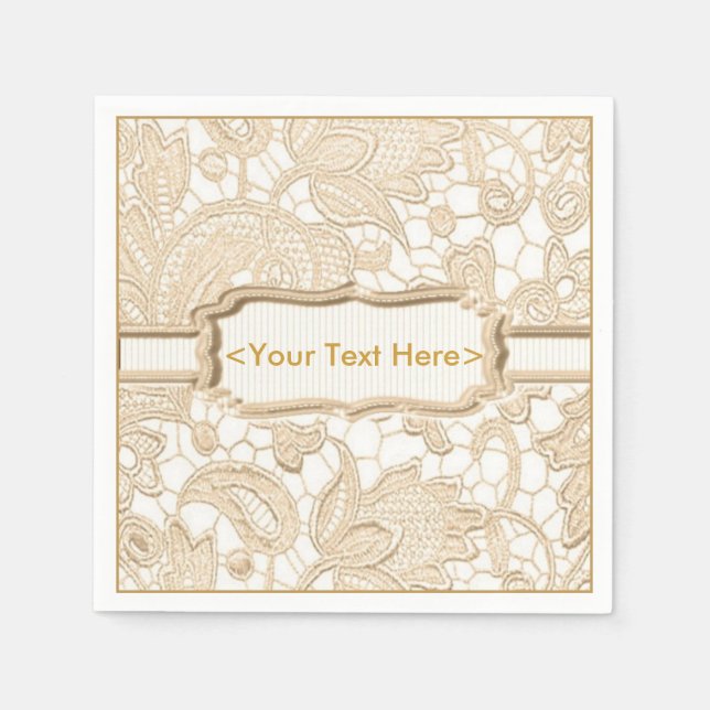 Golden Lace Elegante Personalisiert Napkins Serviette (Vorderseite)