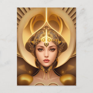 Golden Lady Cyborg Postkarte