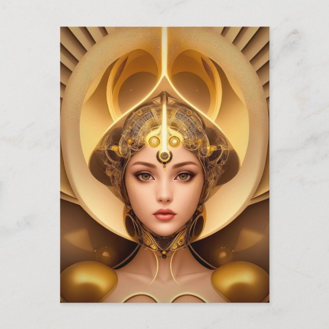 Golden Lady Cyborg Postkarte (Vorderseite)