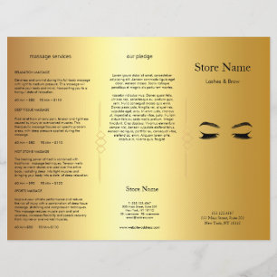 Golden Lashes & Brow Beauty Salon Trifold Bruchure
