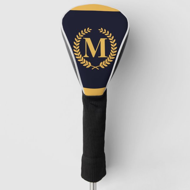 Golden Laurel Wreath Monogram Golf Headcover (Vorderseite)