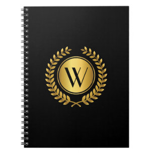 Golden Laurel Wreath Monogram Notizblock