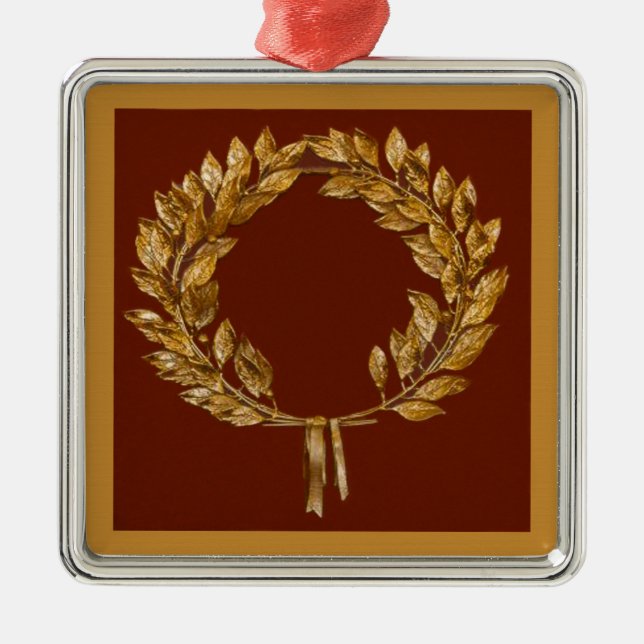 Golden Laurel Wreath Silbernes Ornament (Vorne)
