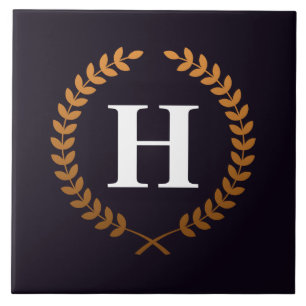 Golden Laurel Wreaths Monogram Fliese