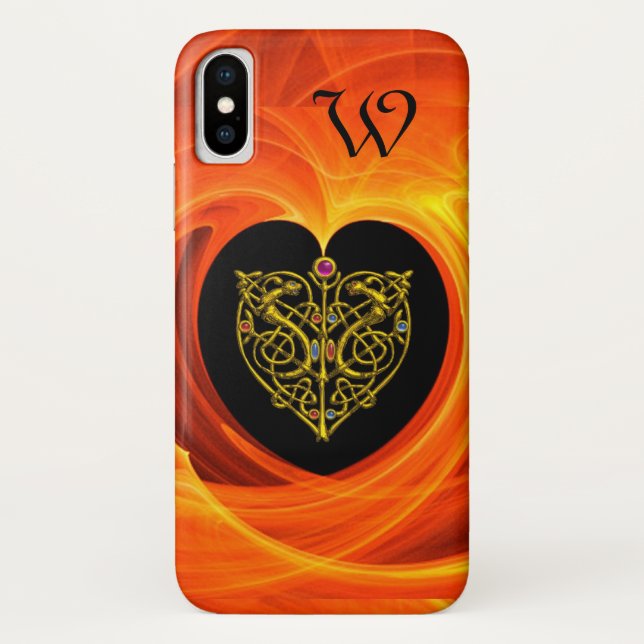 GOLDEN LEAF, CELTIC KNOTS black orange yellow Case-Mate iPhone Hülle (Rückseite)