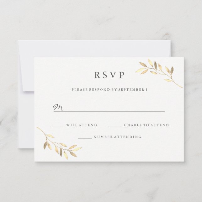 Golden Leaf Garden Wedding UAWG RSVP Karte (Vorderseite)