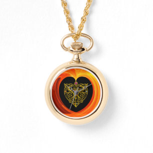 GOLDEN LEAF IN ORANGE FRAKTAL WIRBEL ARMBANDUHR