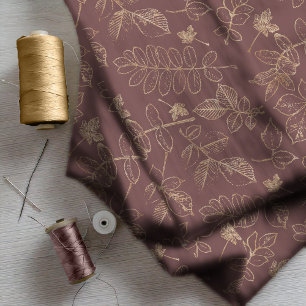 Golden Leaf Muster Wedding Gold Burgundy ID655 Stoff