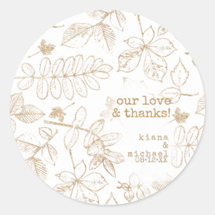 Golden Leaf Muster Wedding ID655 Runder Aufkleber