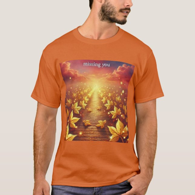 Golden Leaf Path Mens Tshirt (Vorderseite)