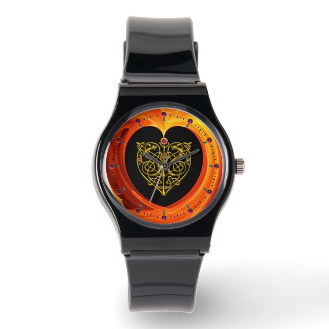 GOLDEN LEAF, schwarz-orange gelb Armbanduhr (Vorderseite)