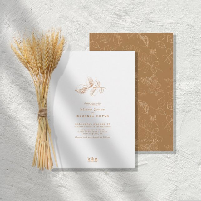 Golden Leaf Wedding Gold ID655 Einladung (Von Creator hochgeladen)