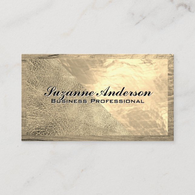 Golden Leather Foil and Wood Visitenkarte (Vorderseite)