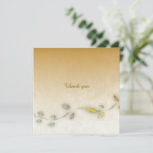 Golden leaves folded thank you card 