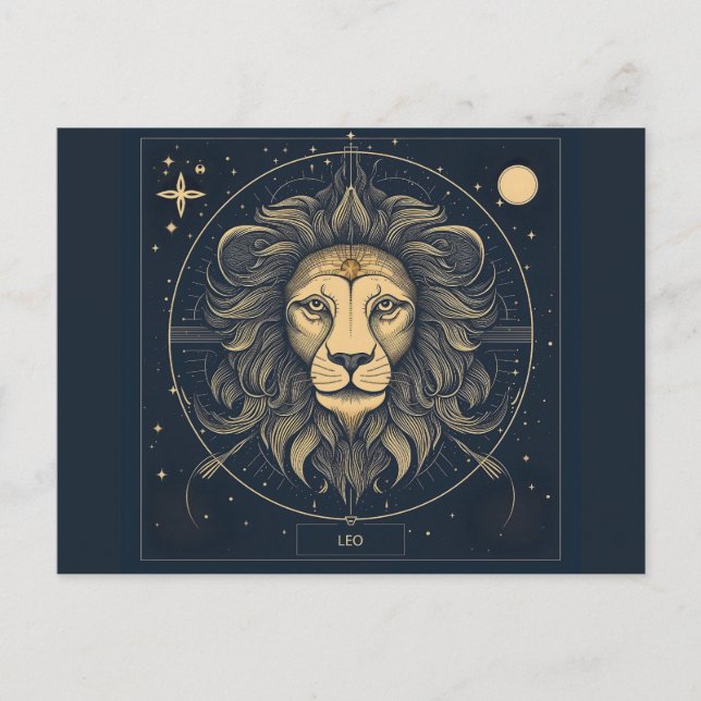 Golden Leo Zodiac Astrologie Design Postkarte (Vorderseite)