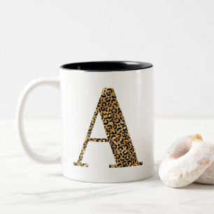 Golden Leopard Glam Monogram A Zweifarbige Tasse