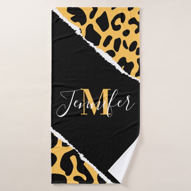 Golden Leopard Print Badehandtuch (Badehandtuch)