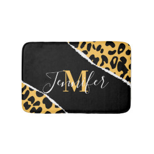 Golden Leopard Print Badematte