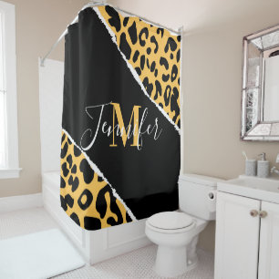 Golden Leopard Print Duschvorhang