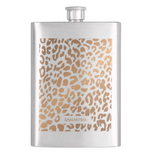 Golden Leopard Print Flachmann