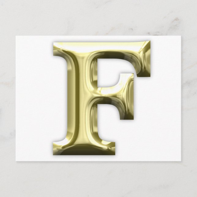 Golden Letter F Shiny Gold Alphabet Postkarte (Vorderseite)