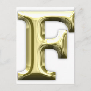 Golden Letter F Shiny Gold Alphabet Postkarte