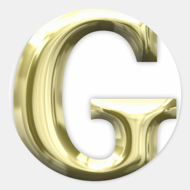 Golden Letter G Shiny Gold Alphabet Runder Aufkleber (Vorderseite)