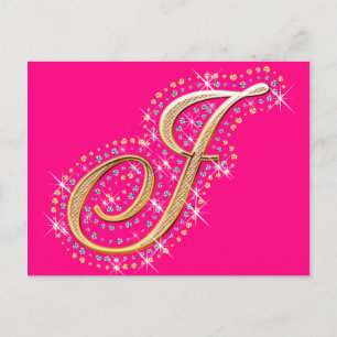 Golden Letter J - Postkarte
