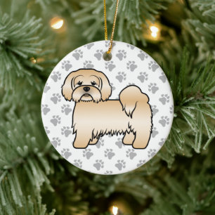 Golden Lhasa Apso Niedlich Cartoon Dog Illustratio Keramik Ornament