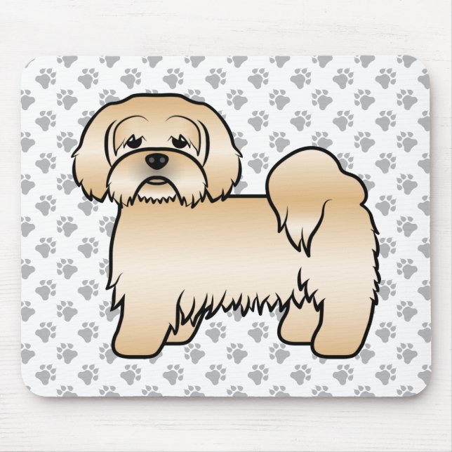 Golden Lhasa Apso Niedlich Cartoon Dog Illustratio Mousepad (Vorne)