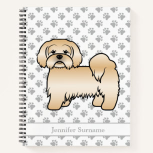 Golden Lhasa Apso Süßer Cartoon-Hund & Name Notizbuch