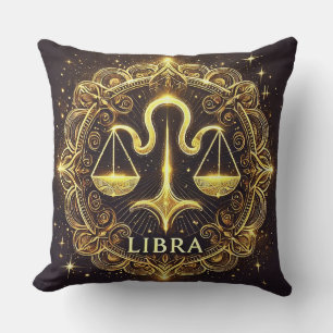 Golden Libra Zodiac Signature Illustration Kissen