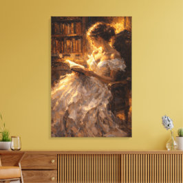 Golden Library Glow: Visual Impasto Style  Leinwanddruck
